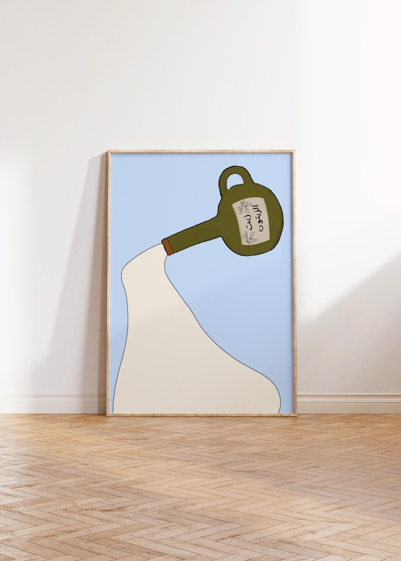 Modern Olive Oil Pouring Minimalist Mediterranean Kitchen Poster