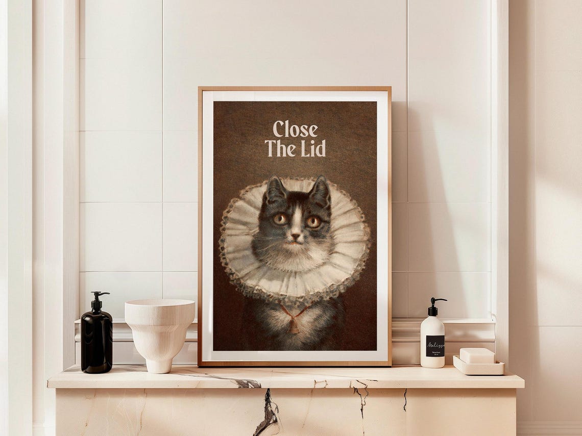 Close the Lid Funny Cat Classical Portrait Ruff Collar Poster - Image 2