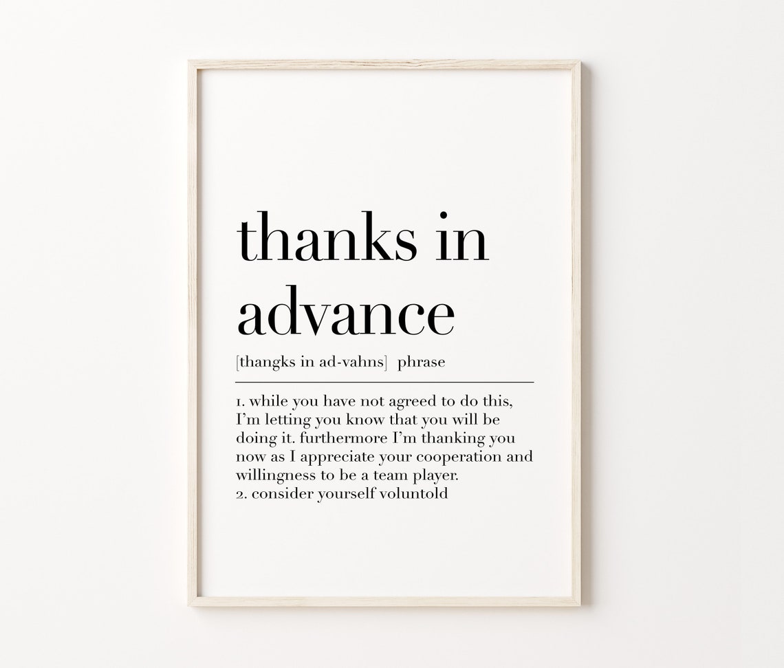 Thanks In Advance Funny Office Definition Phrase Wall Art Poster - Image 4
