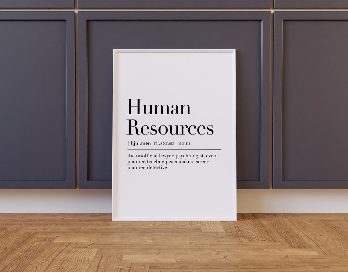 Human Resources Definition Dictionary Style Office Decor Poster