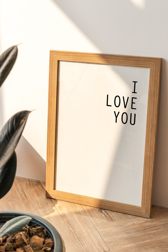 I Love You Handwritten Minimalist Romantic Love Quote Wall Art Poster