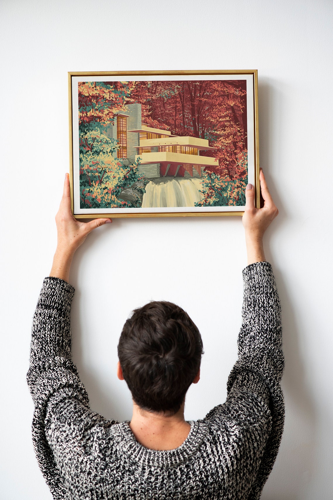Fallingwater Fallingwater Print Fallingwater Architecture Illustration Art Poster Fallingwater Poster Travel Poster - Image 2