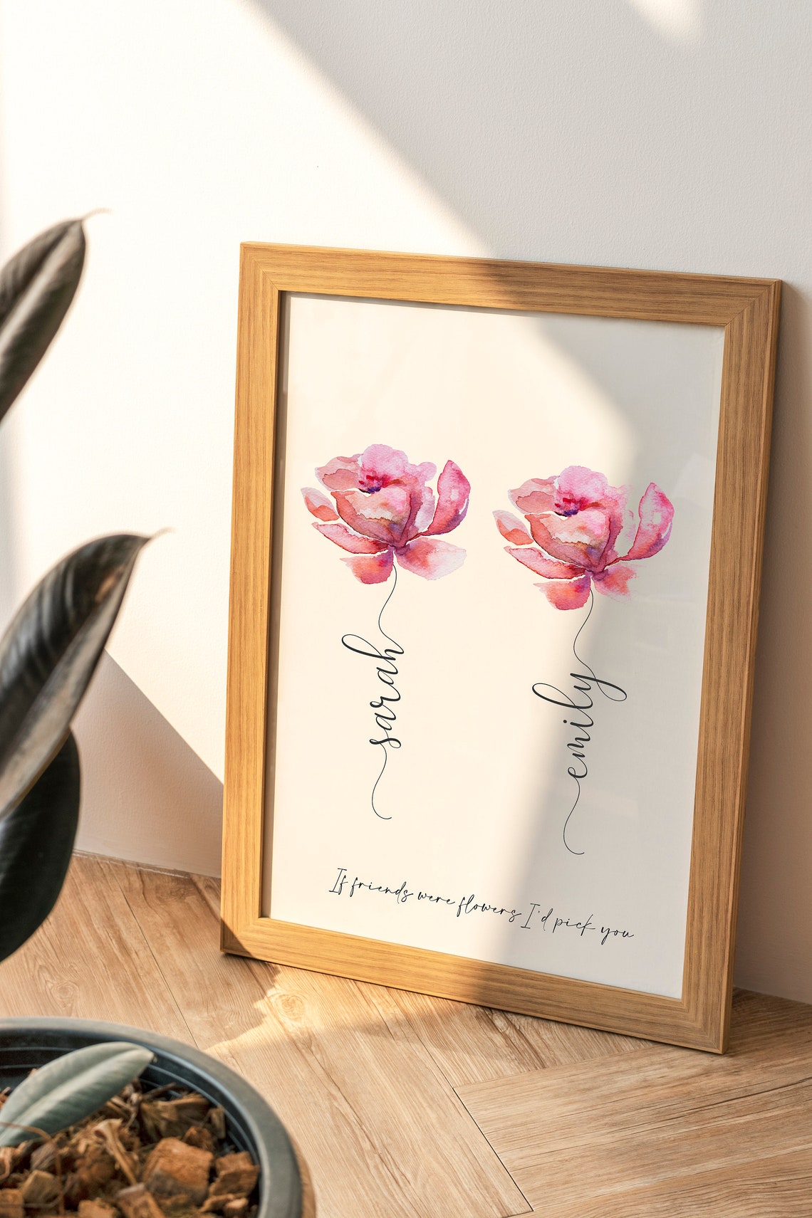 Personalized Flower Names Print Best Friend Gift Custom Wall Poster - Image 4
