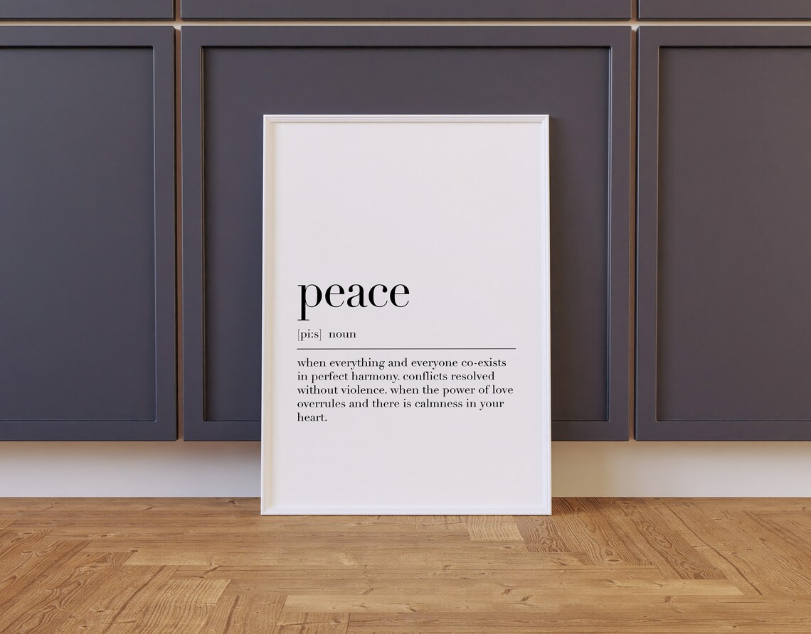 Peace Quote Typography Art Print, Peace Sign Definition - Image 2