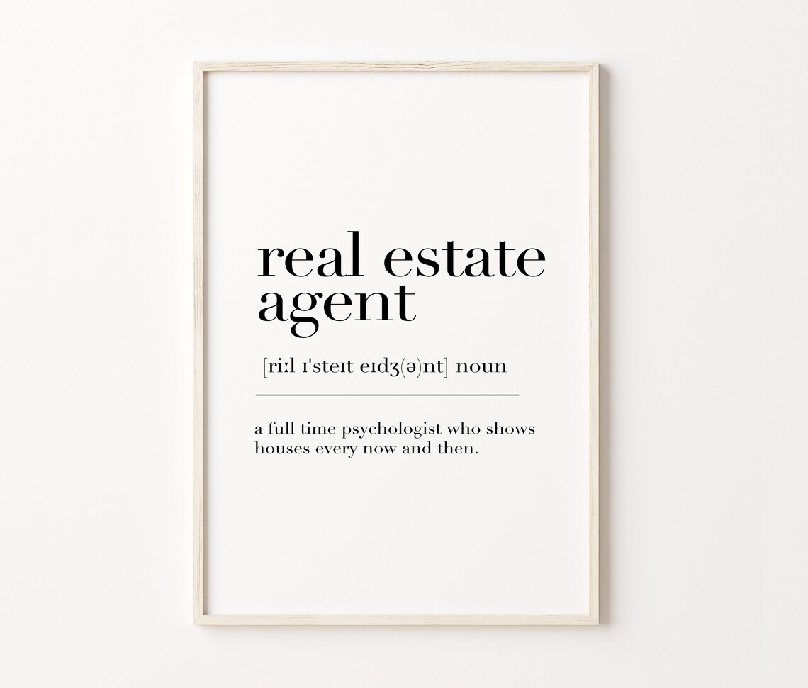Real Estate Agent Real Estate Agent Print Real Estate Agent Poster Real Estate Agent Definition Real Estate Agent Gift - Image 4