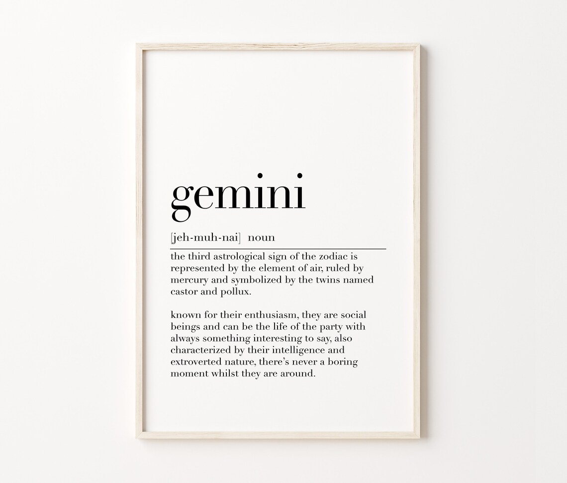 Gemini Definition Gemini Poster Gemini Funny Art Dictionary Poster Gemini Quote Print Zodiac Sign Gift Astrological Gifts - Image 4