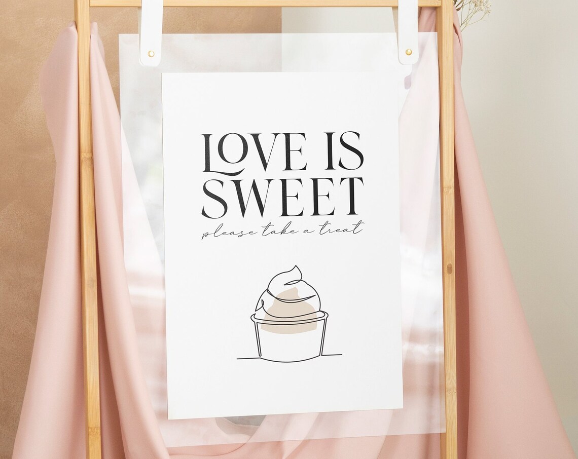 Love Is Sweet Please Take A Treat Wedding Dessert Table Sign Print - Image 2