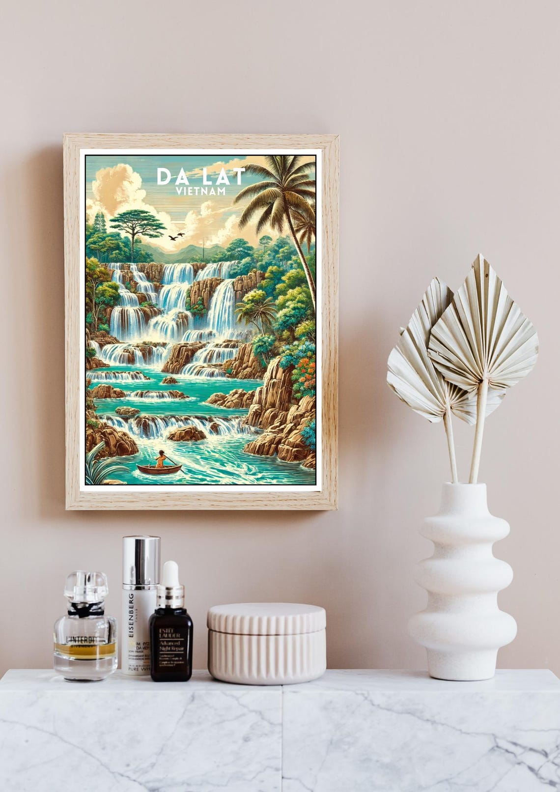 Da Lat Vietnam Waterfall Jungle Paradise Retro Travel Poster - Image 4