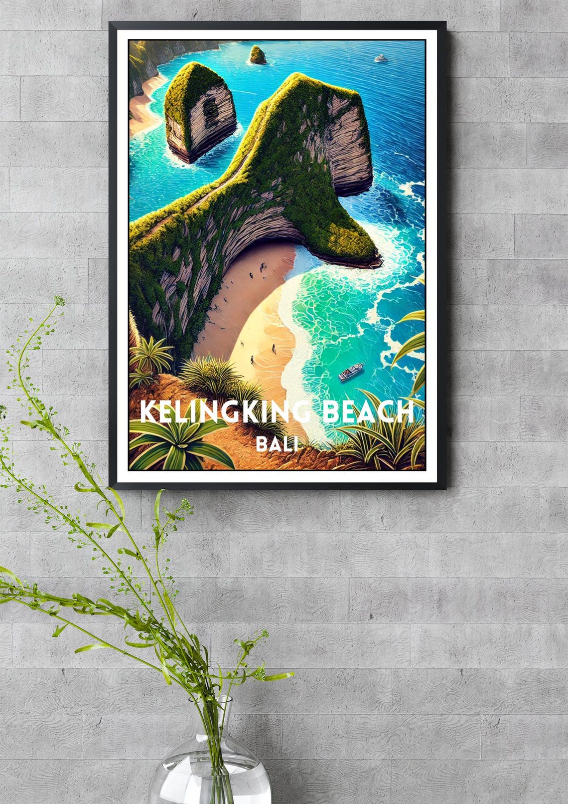 Kelingking Beach Bali Aerial T-Rex Cliff Tropical Travel Poster - Image 3