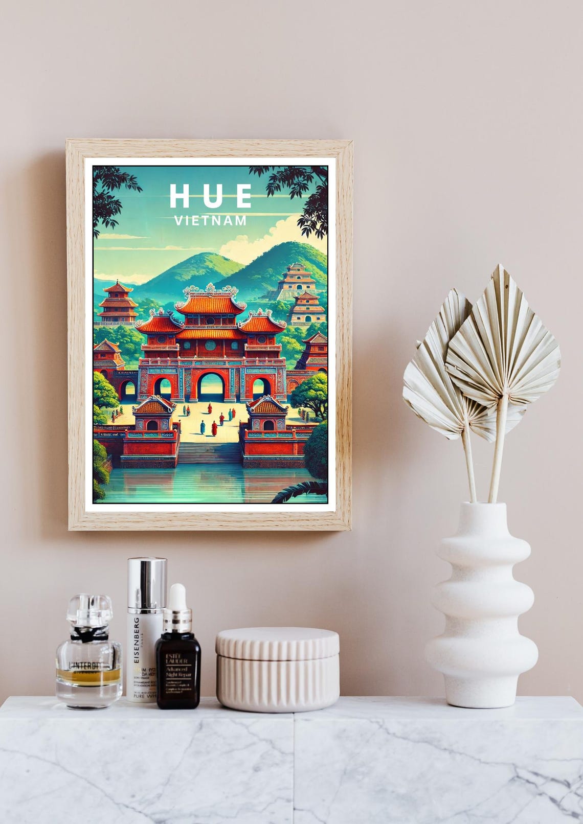 Hue Vietnam Travel Poster Travel Illustrated Wall Art Southeast Asia Print Imperial City Decor Hue City Art Print Wall Decor Gift Hue Art - Image 4