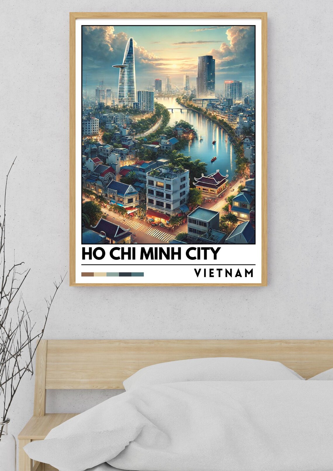 Ho Chi Minh City Vietnam Skyline Night River Cityscape Travel Poster - Image 5