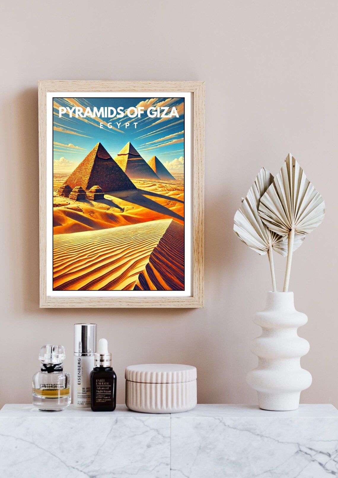 Pyramids of Giza Egypt Rippled Sand Dunes Vintage Travel Poster - Image 4