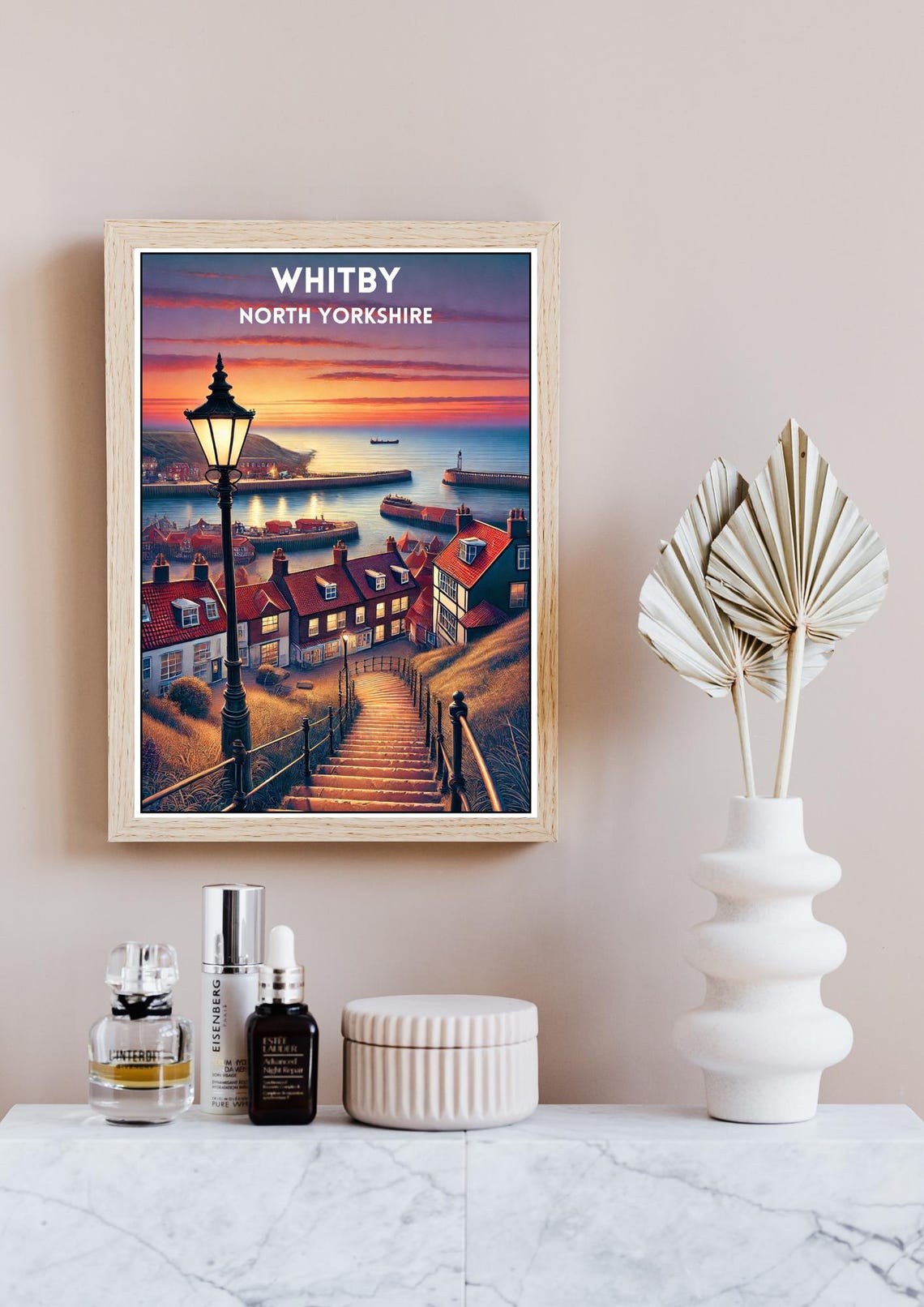 Whitby North Yorkshire Harbor Sunset Coastal Vintage Travel Poster - Image 4