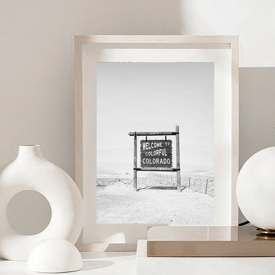 Welcome to Colorful Colorado Sign Snowfield Black and White Poster