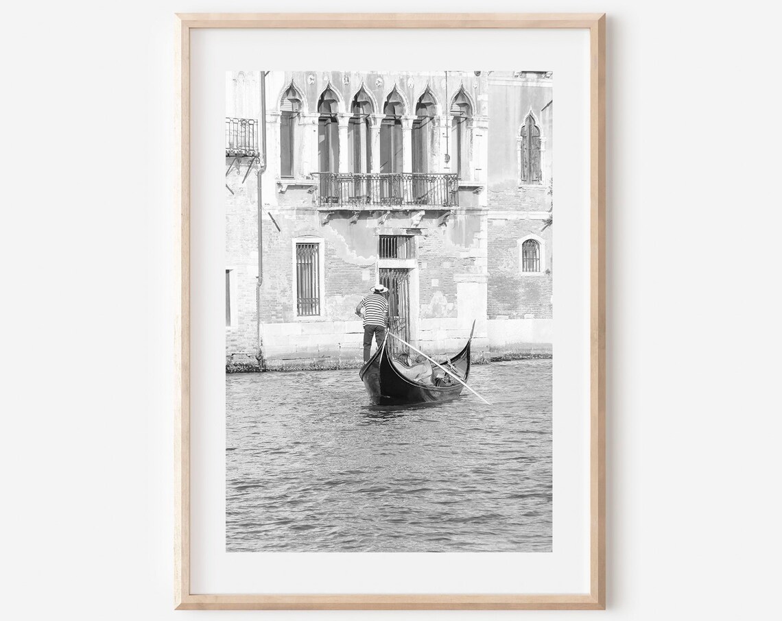 Venice Travel Poster, Italy Black And White