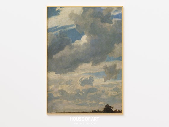 Cloud Wall Art Vintage Oil Painting Cloud Prints Aesthetic Clouds Painting Above Bed Decor Sky Poster Cottage Decor Wall Art