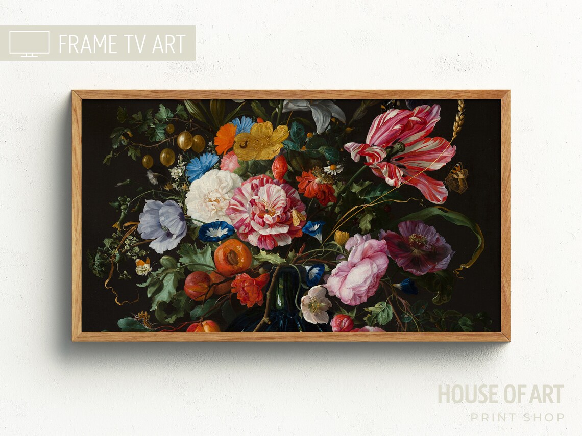 Moody Flowers Frame Tv Art Moody Floral Tv Background Frame Tv Art Vintage Flower Still Life Farmhouse Painting Dark Antique Tv