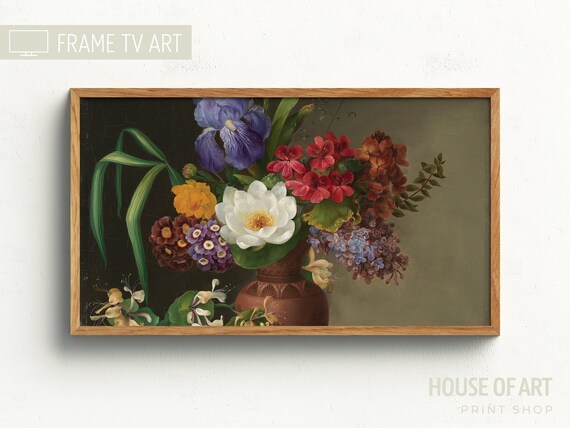 Frame Tv Flowers Art 4k Colorful Vintage Flower Still Life Frame Tv Art Moody Floral Tv Background Country Farmhouse Decor Tv Art