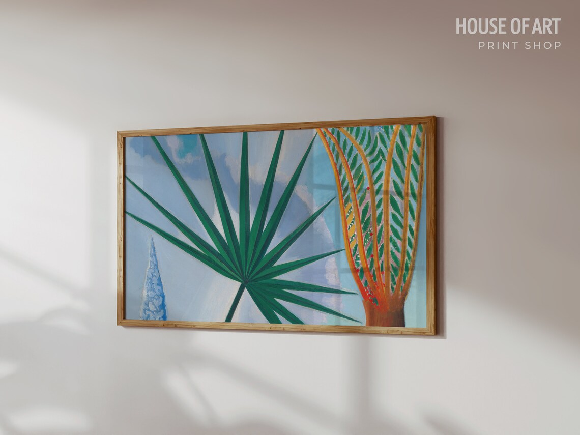 Palm Tree Leaves Tropical Botanical Colorful Oil Painting Poster