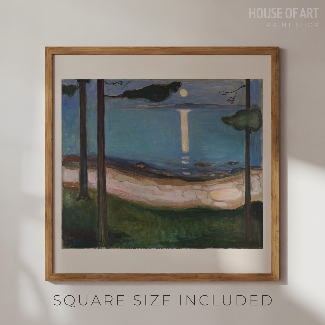 Edvard Munch Moonlight Coastal Night Pines Moon Reflection Oil Painting Print - Image 2