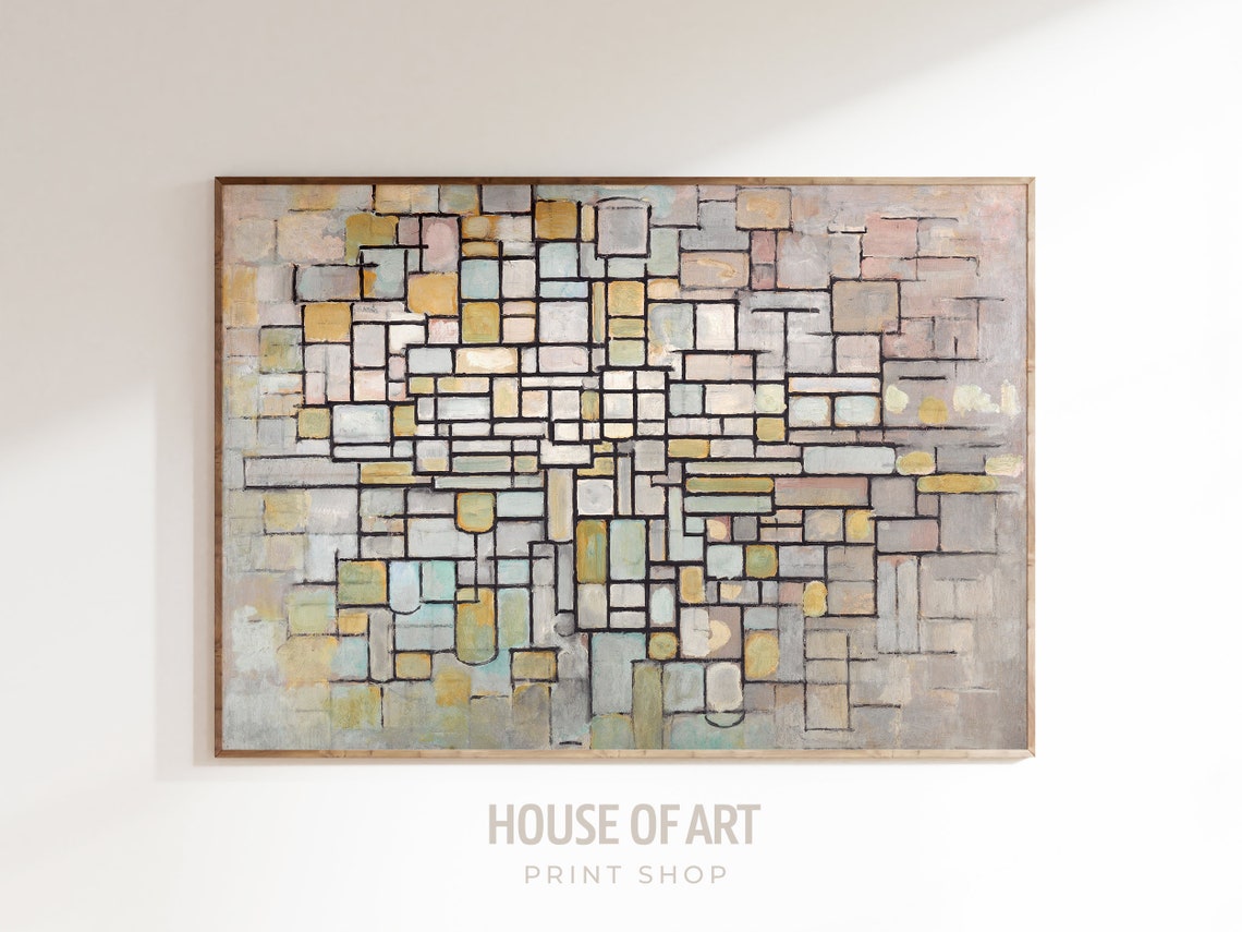 Abstract Composition Artwork Black Lines And Color Combinations Instant Print General Beauty River Oil Painting