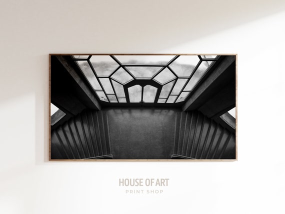 Frame Tv Art Modern Architecture Photography Geometric Contemporary Interior Design Black White Goetheanum