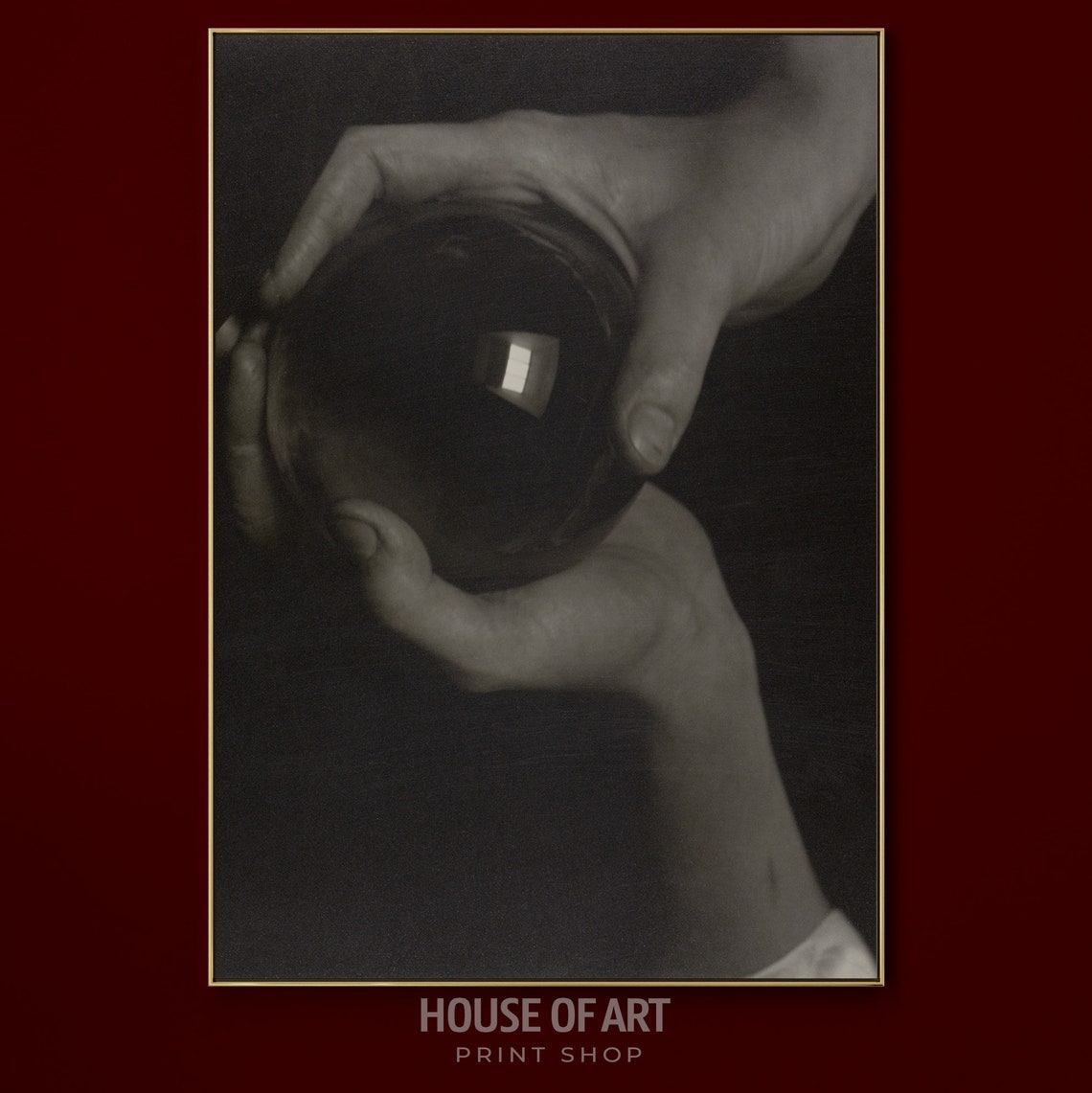 Hands Art Print Vintage Photograph Of Hands Holding A Glass Ball Mystic Palladium Print Feminine Gallery Wall Print Wall Art - Image 3