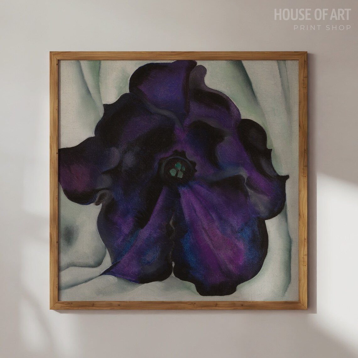 Deep Purple Petunia Close Up Bloom Bold Floral Oil Painting Art Print