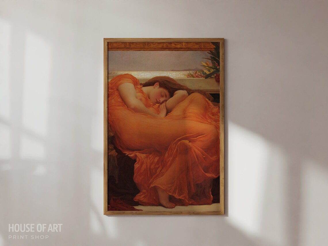 Leighton Flaming June Sleeping Woman Orange Drapery Classic Painting Poster - Image 2