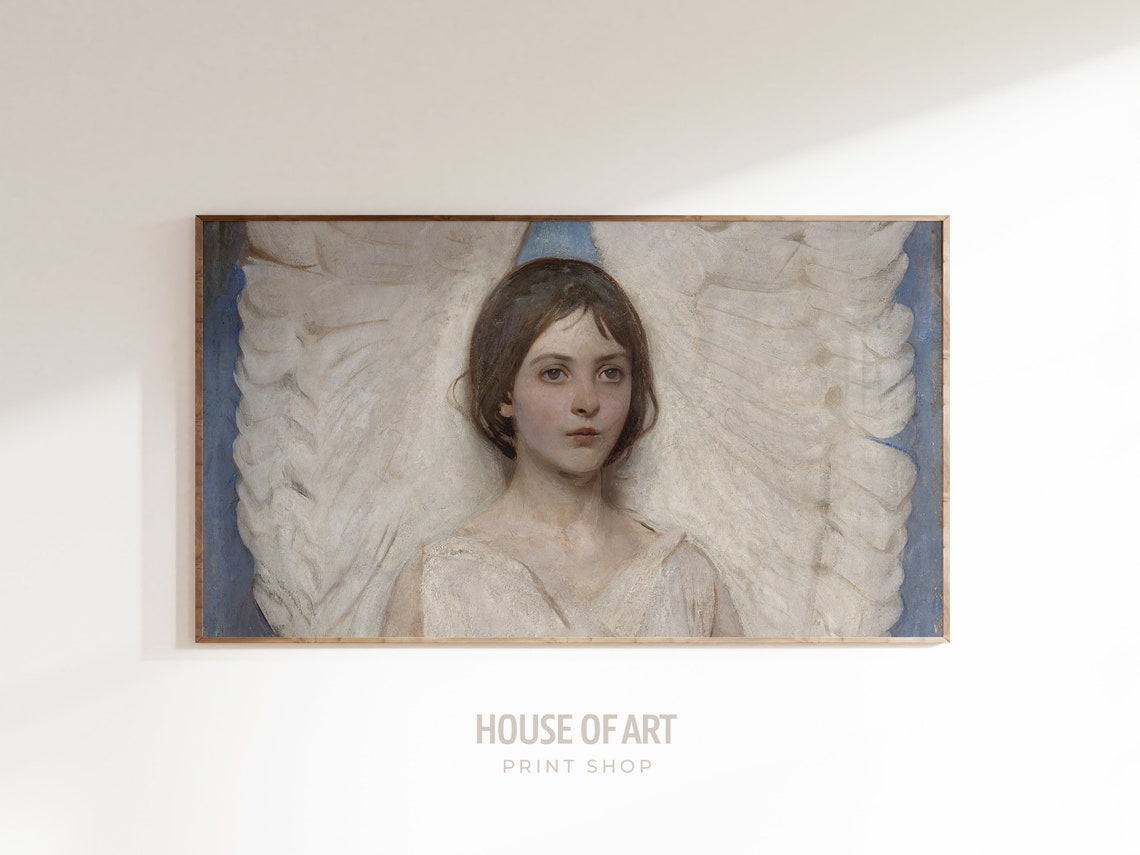 Angel Frame Tv Art Frame Tv Art 4k Vintage Portrait Painting Beautiful Angel Art Guardian Angel Spiritual Art
