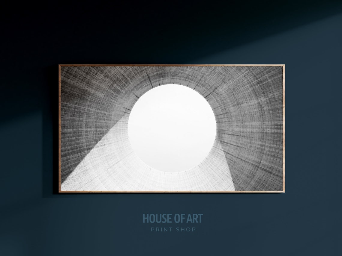Frame Tv Art Abstract Architecture Photography Geometric Contemporary Concrete Grayscale Circle Sun Light Shadow - Image 3