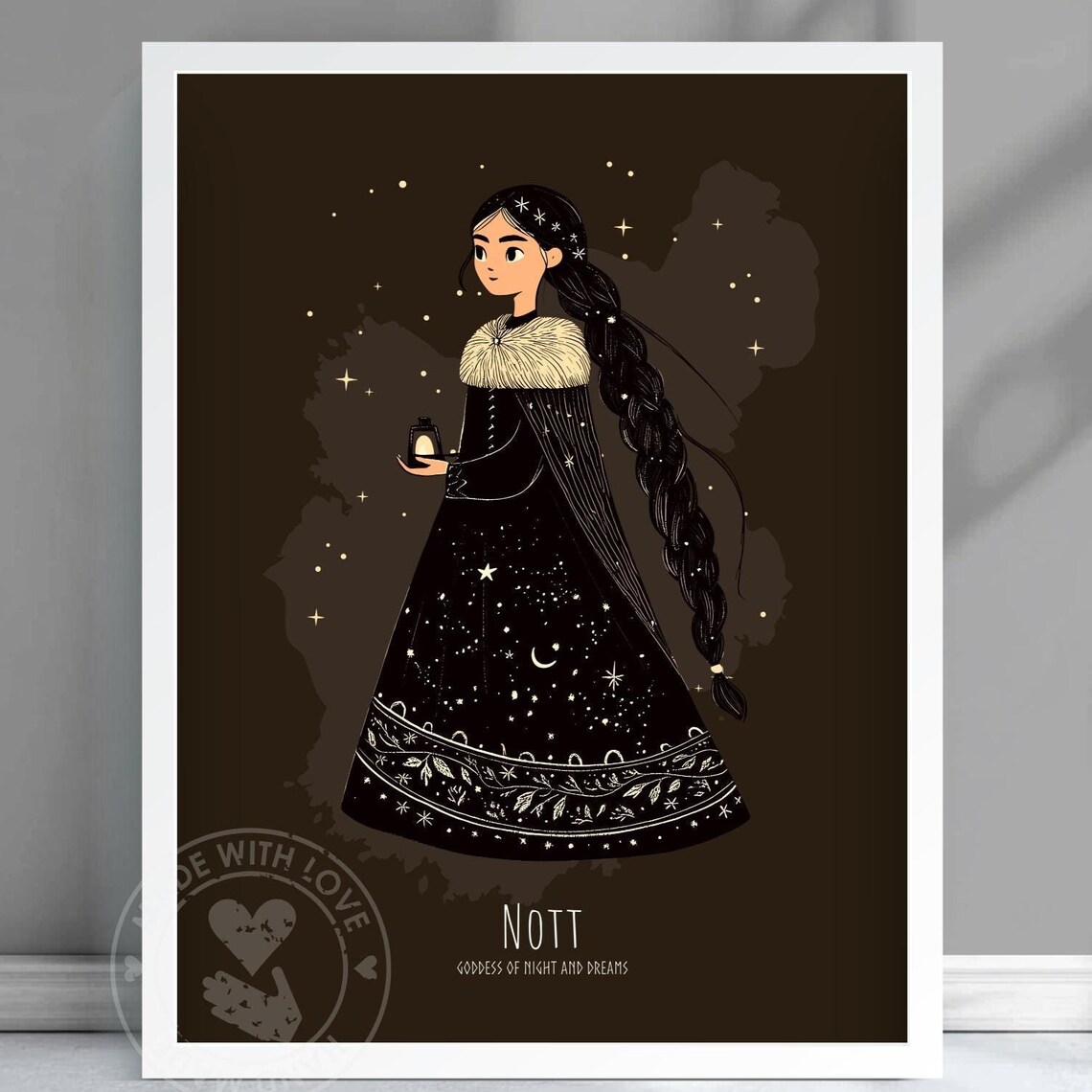 Nott Norse Goddess Of Night Starry Lantern Dream Mythology Poster