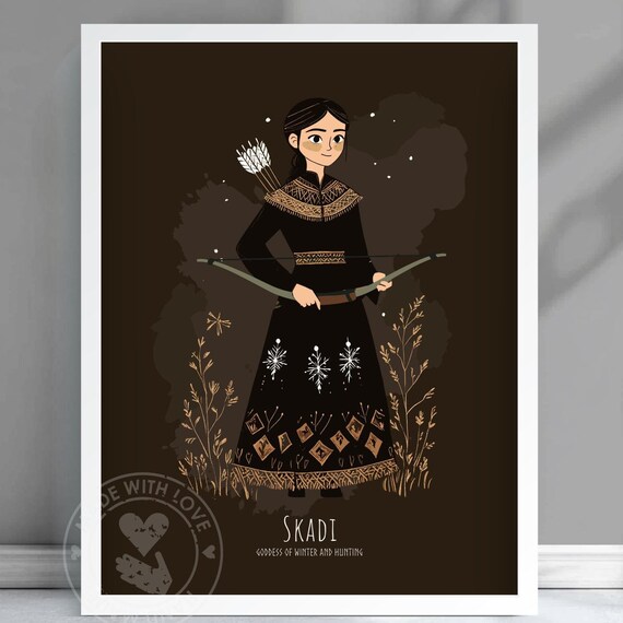Skadi Goddess Of Winter And Hunting Norse Mythology Folk Art Print