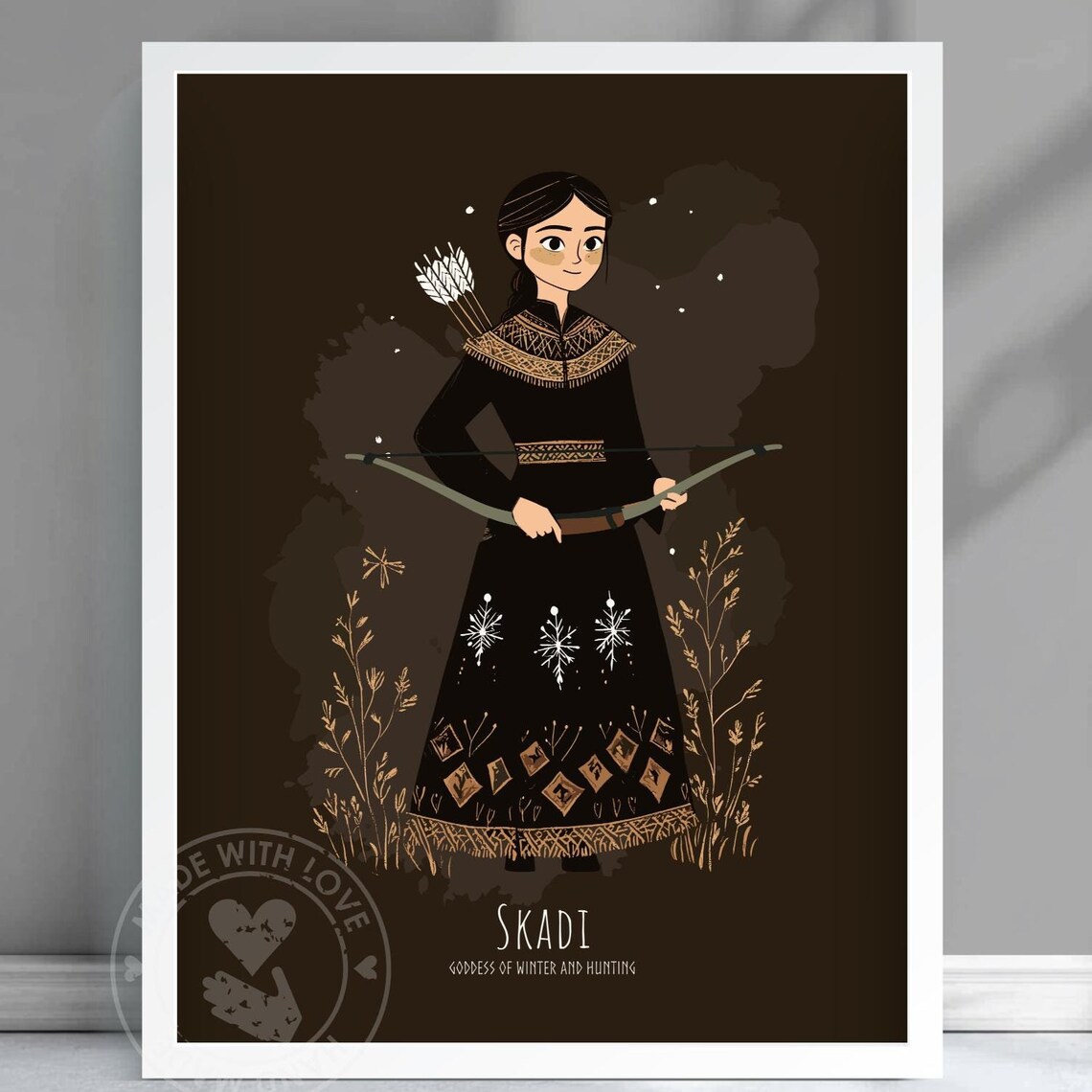 Skadi Goddess Of Winter And Hunting Norse Mythology Folk Art Print