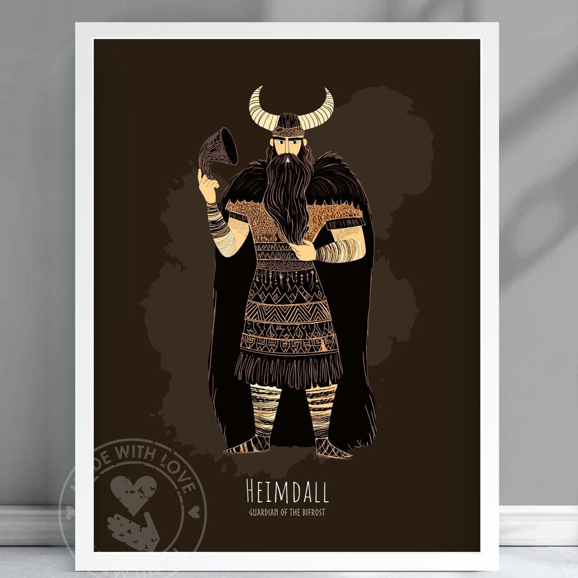 Heimdall Norse God Guardian Of Bifrost Viking Horn Myth Poster