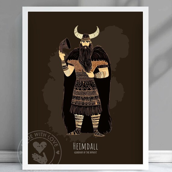 Heimdall Norse God Guardian Of Bifrost Viking Horn Myth Poster