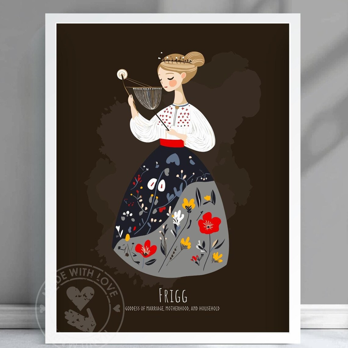 Frigg Norse Goddess Marriage Motherhood Household Folk Art Poster