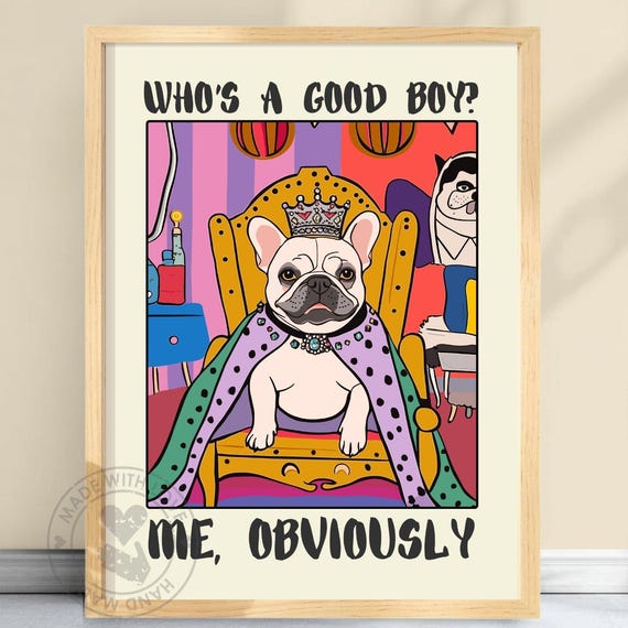 Whos A Good Boy Pug Print Cute Poster Kawaii Art Bathroom Decor Living Room Sign Dog Lover Gift Goodboy