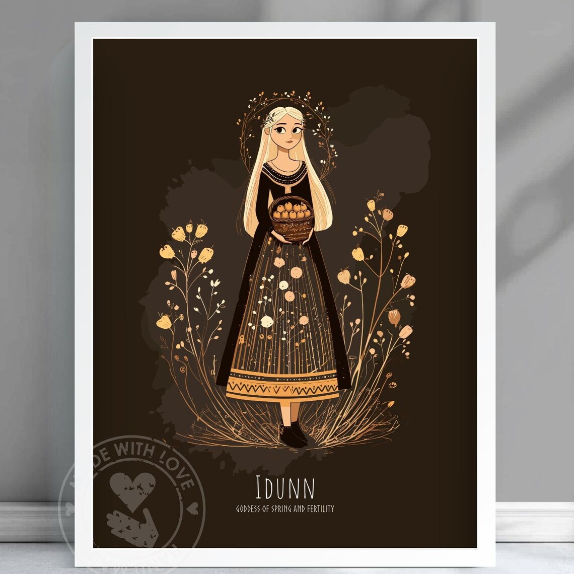 Idunn Norse Goddess Of Spring Golden Apples Floral Myth Poster