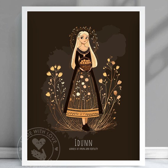Idunn Norse Goddess Of Spring Golden Apples Floral Myth Poster