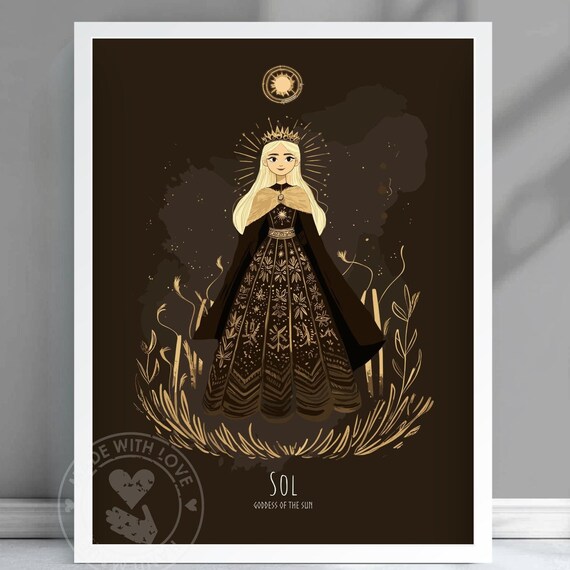 Sol Goddess of the Sun Celestial Gold Dark Goddess Art Poster