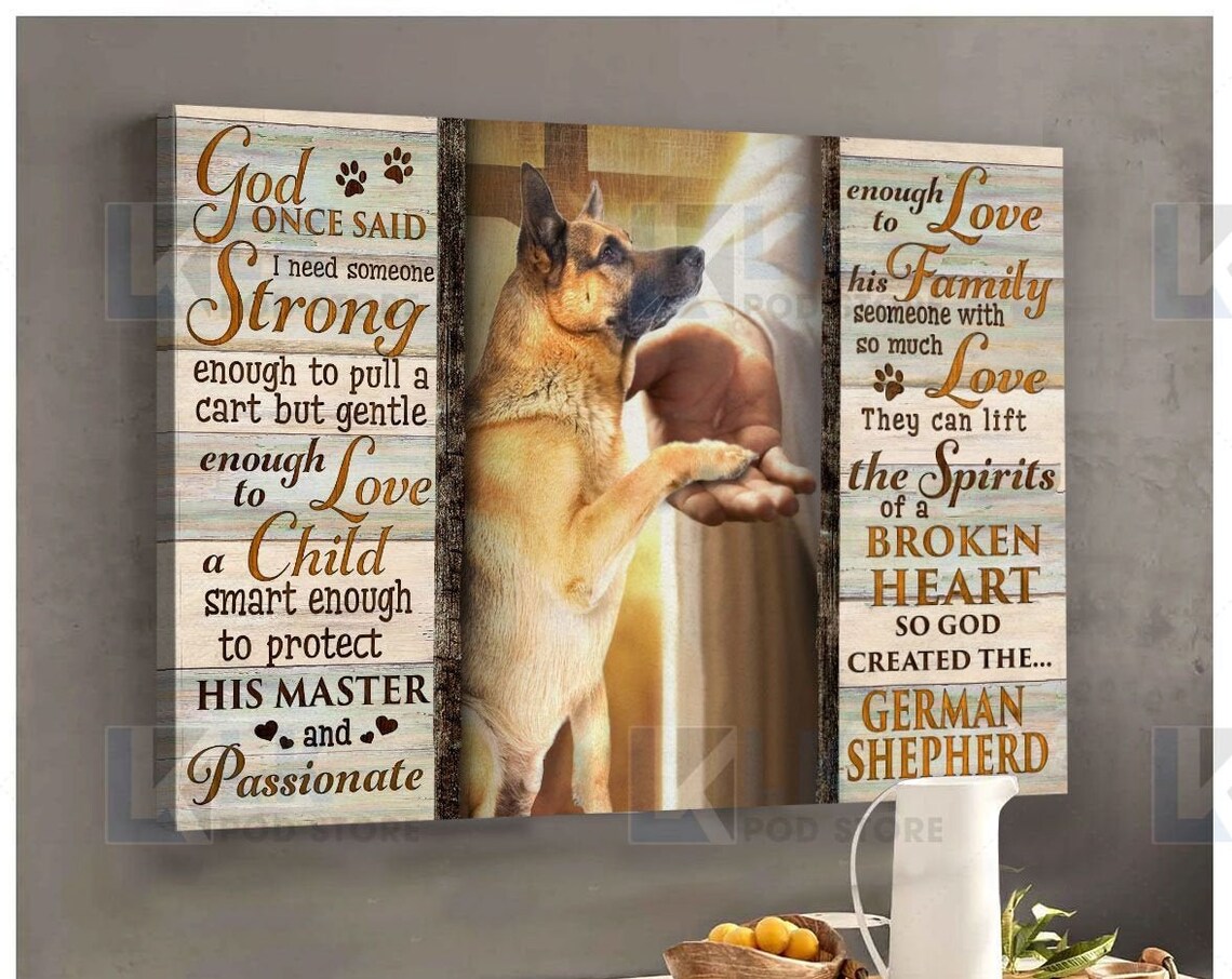 So God Created the German Shepherd Quote with Jesus's Gentle Hand Poster - Image 4