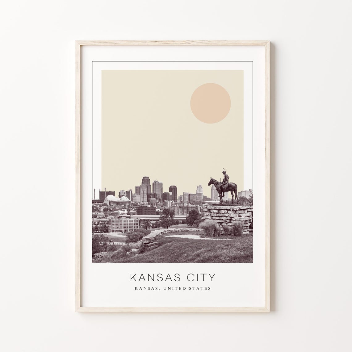 Kansas City Equestrian Statue Overlooking Downtown Skyline Poster