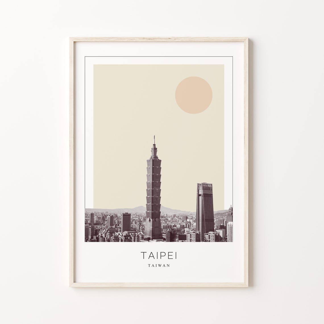 Taipei 101 Tower Taiwan City Skyline Minimalist Travel Poster