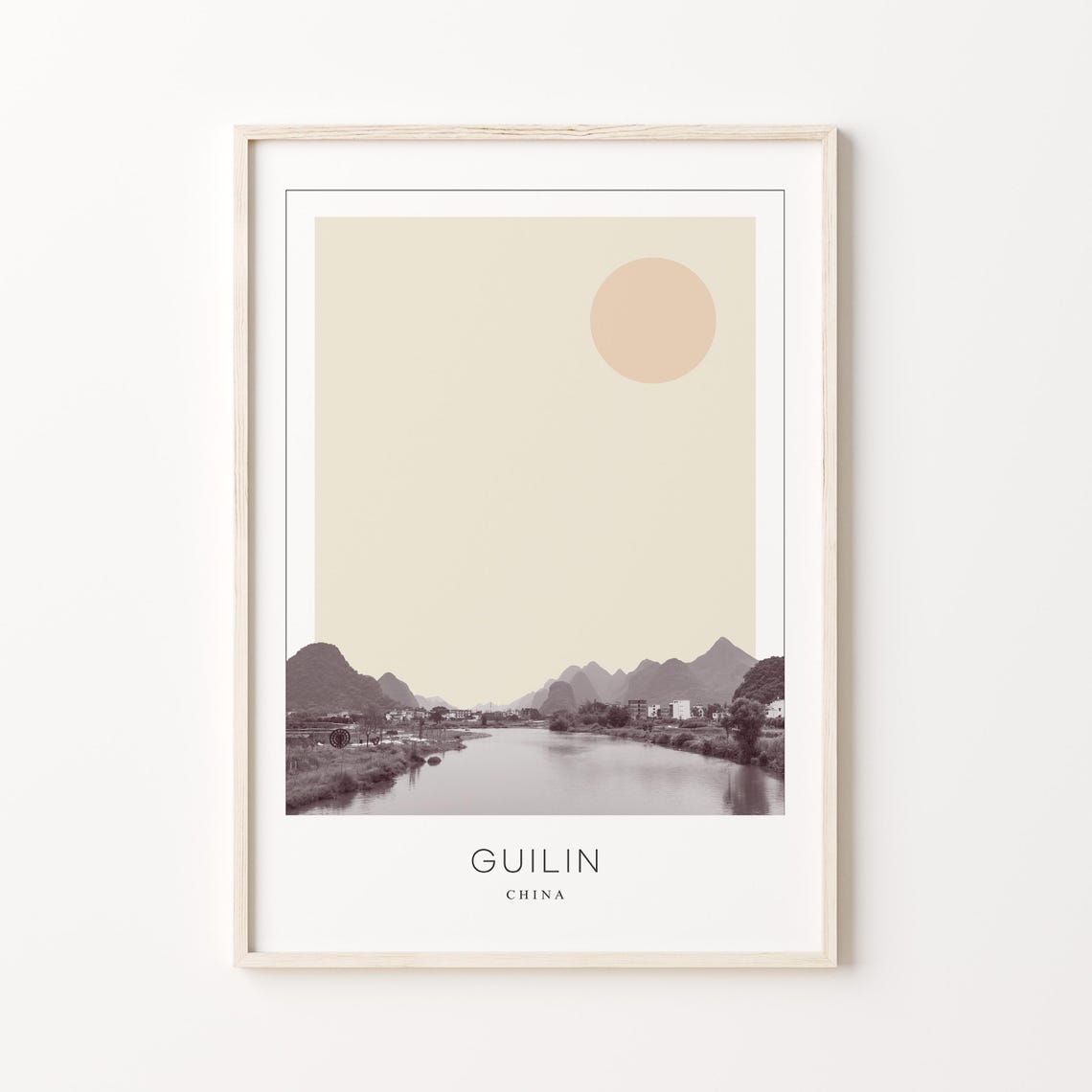 Guilin China Li River Karst Peaks Scenic Minimalist Travel Poster