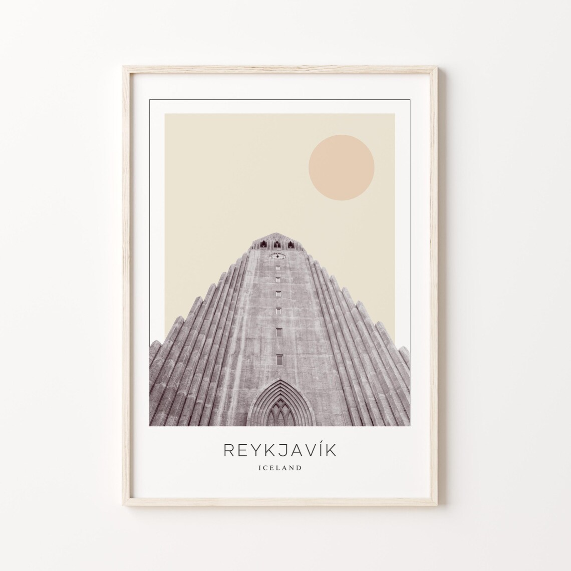 Reykjavk Travel Poster, Minimalistic Iceland Art Print