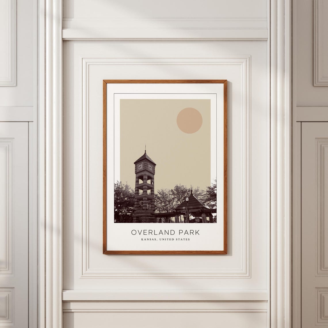 Overland Park Brick Clock Tower Minimalist Kansas Travel Poster - Image 2