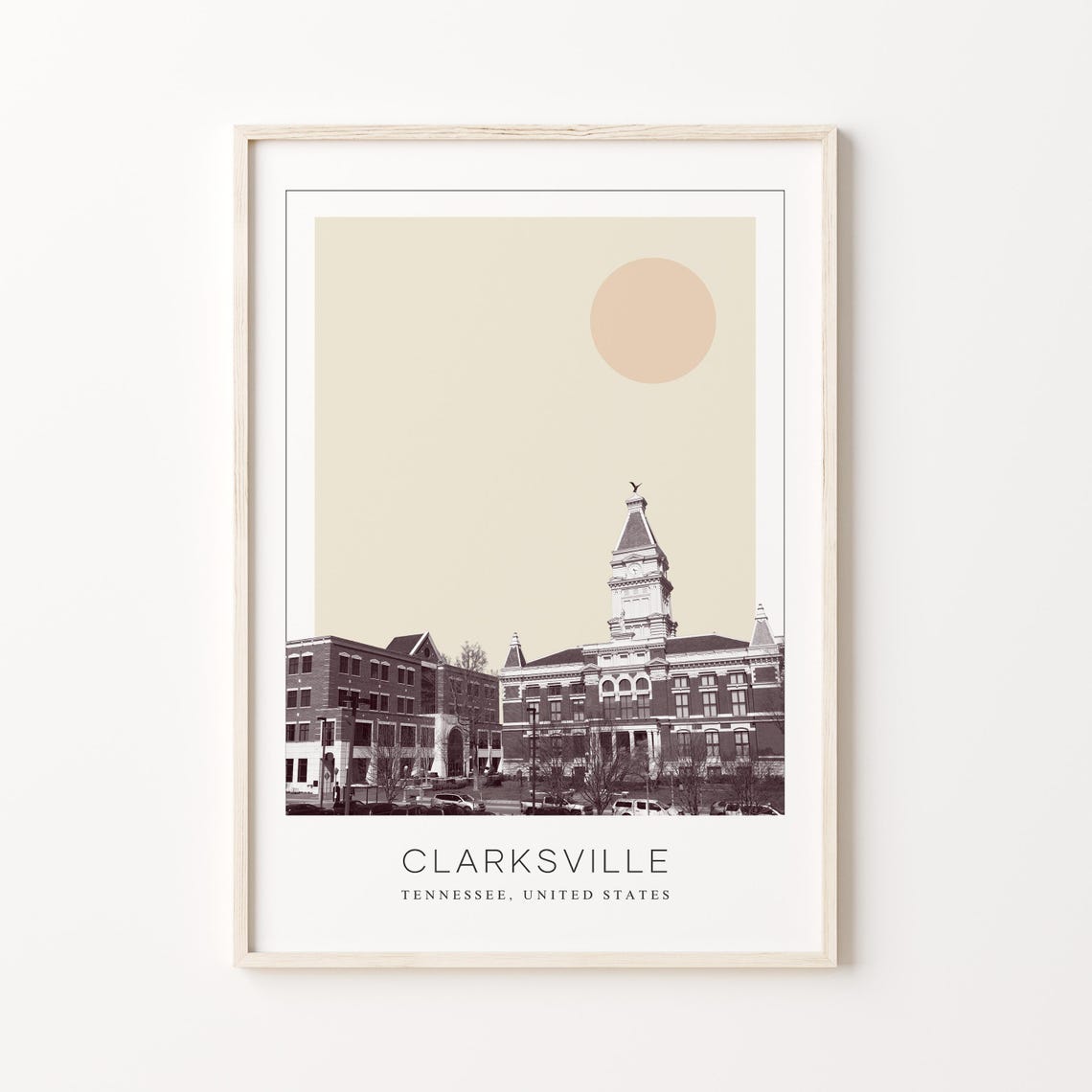 Clarksville Tennessee Historic Courthouse Minimalist Travel Poster