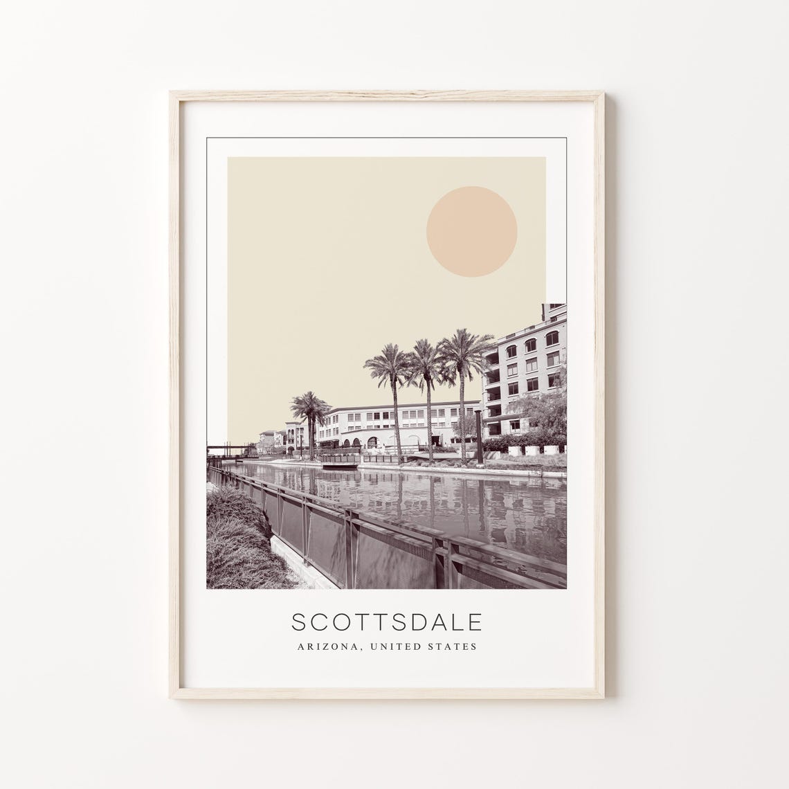 Scottsdale Arizona Canal Waterfront Minimalist Travel Poster