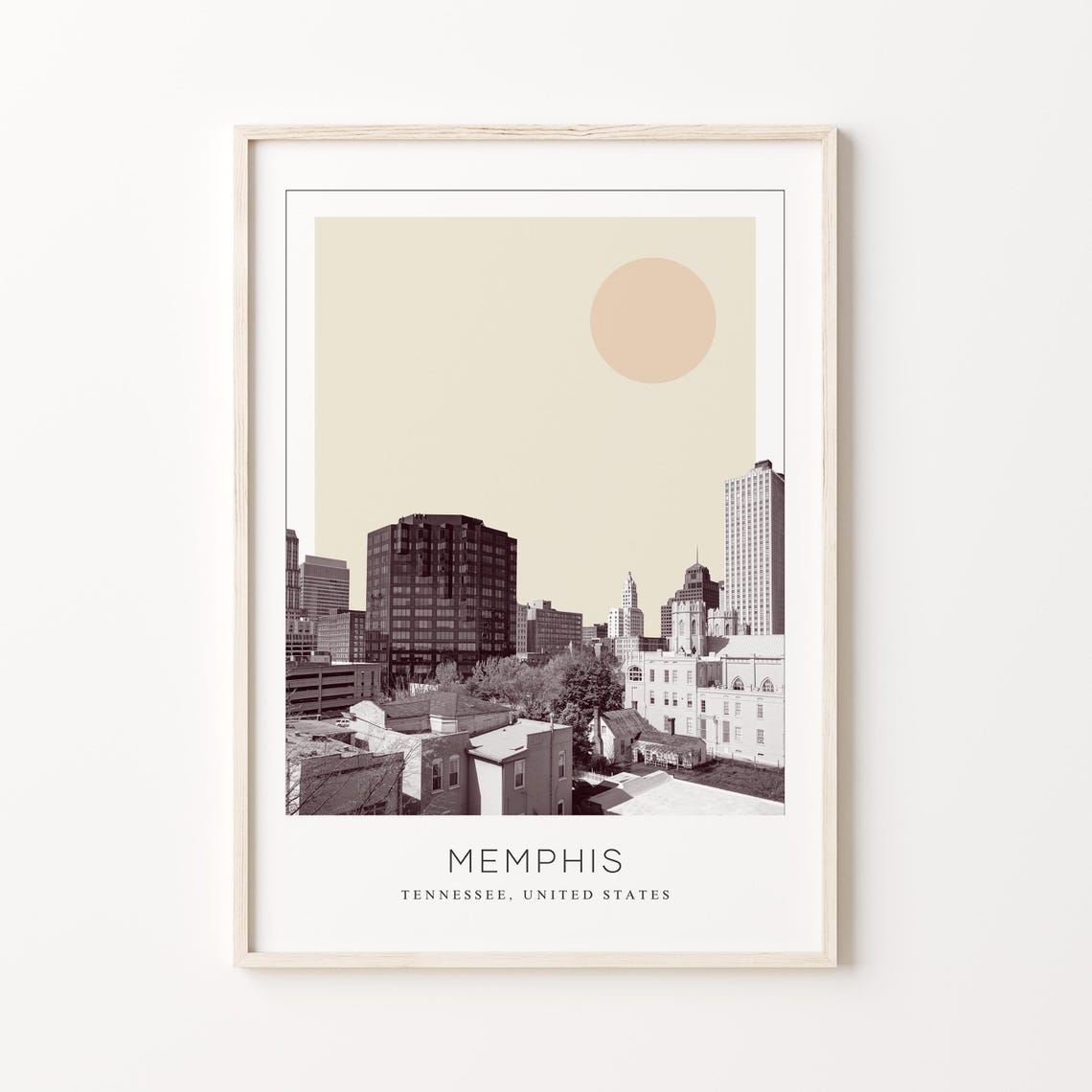 Memphis Tennessee Downtown City Skyline Minimalist Travel Poster